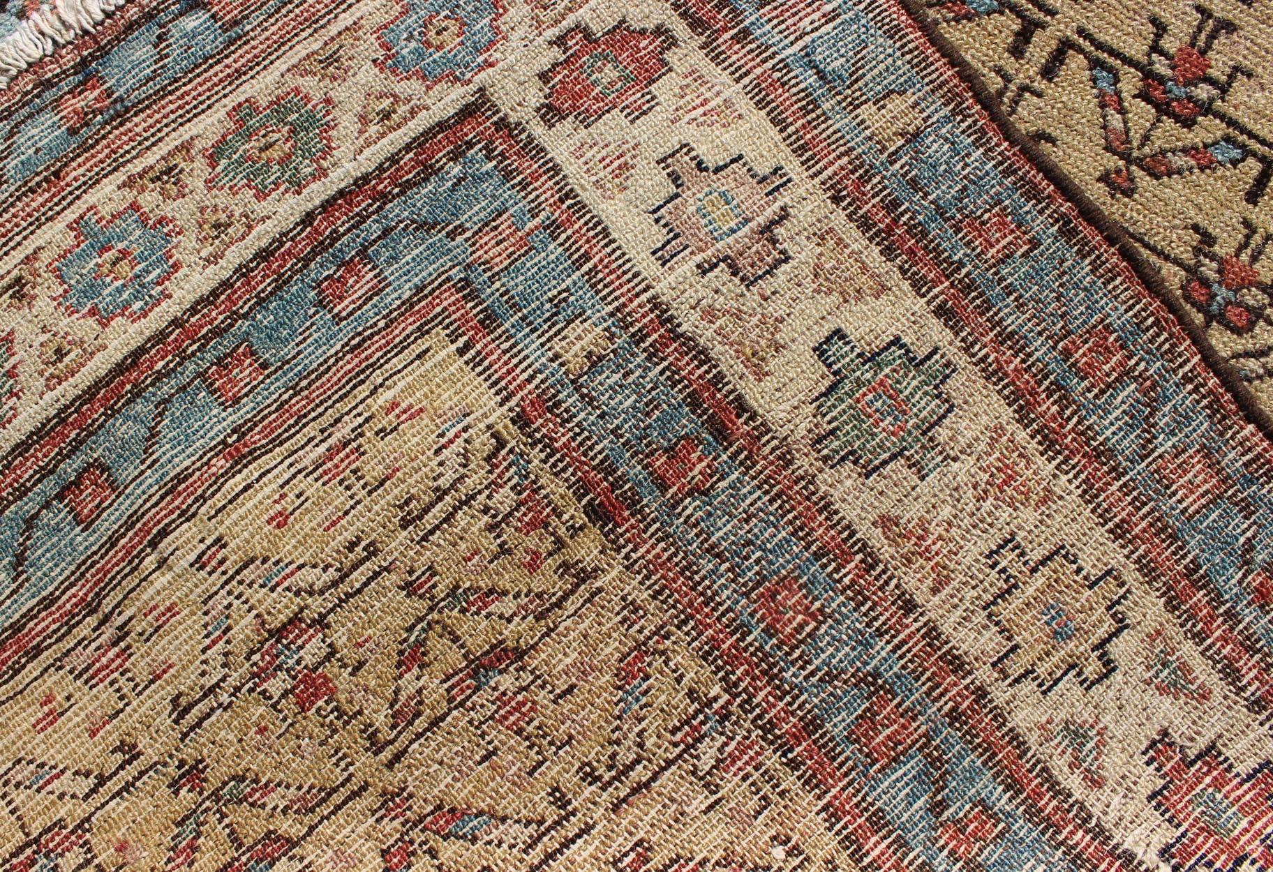 Early 20th Century Tribal Antique Serab Runner with All-Over Pattern in Wheat For Sale 1