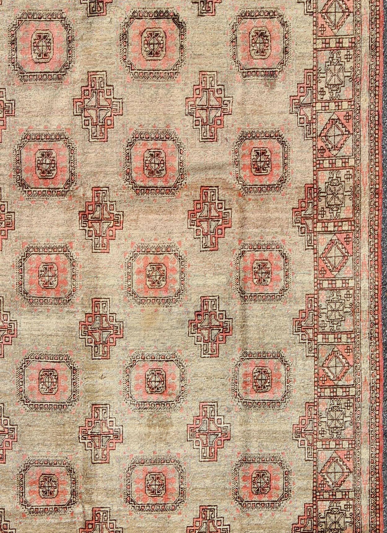 East Turkestani Early 20th Century Antique Khotan Rug with All-Over Geometric Blossom Design For Sale