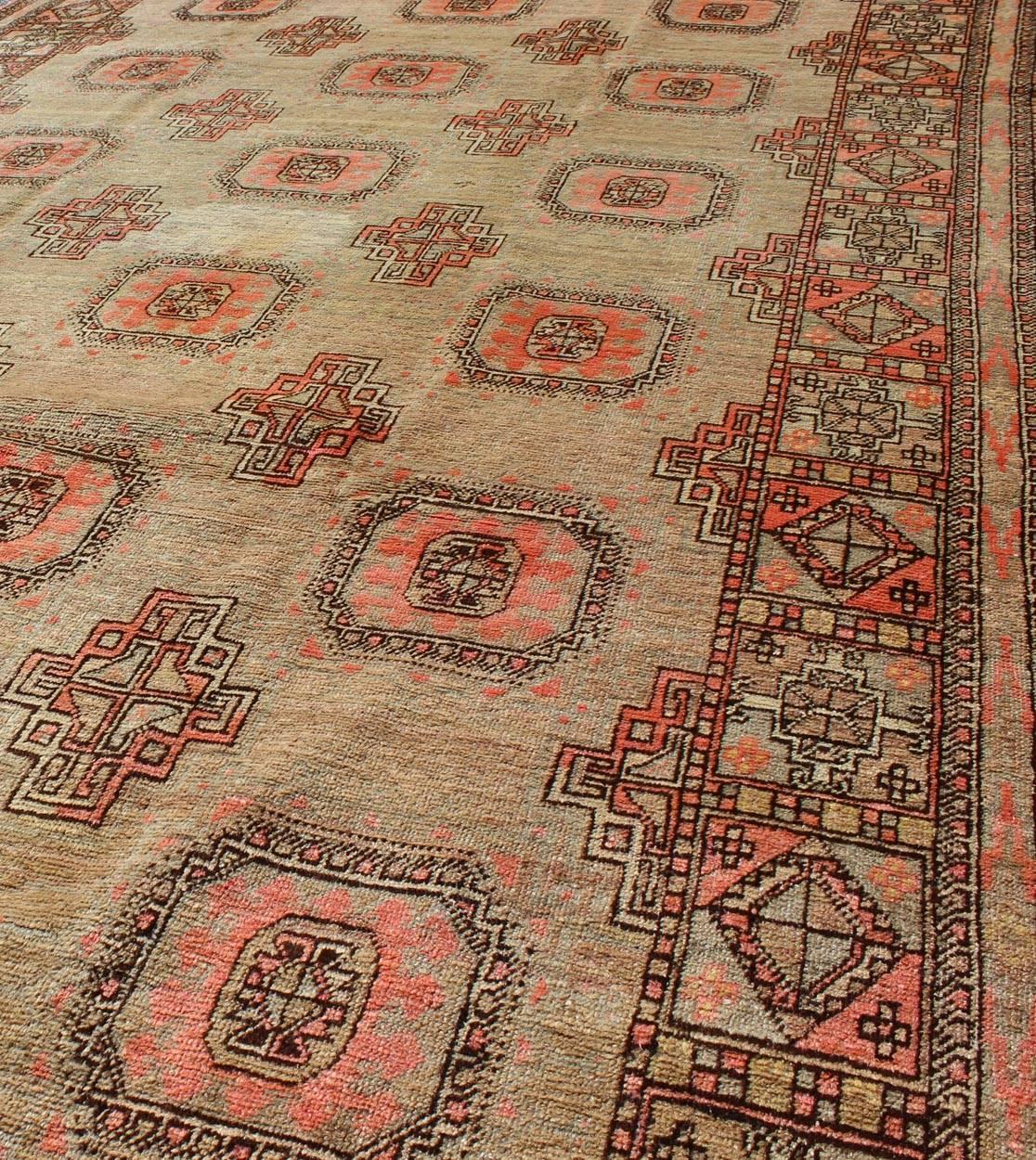 Hand-Knotted Early 20th Century Antique Khotan Rug with All-Over Geometric Blossom Design For Sale