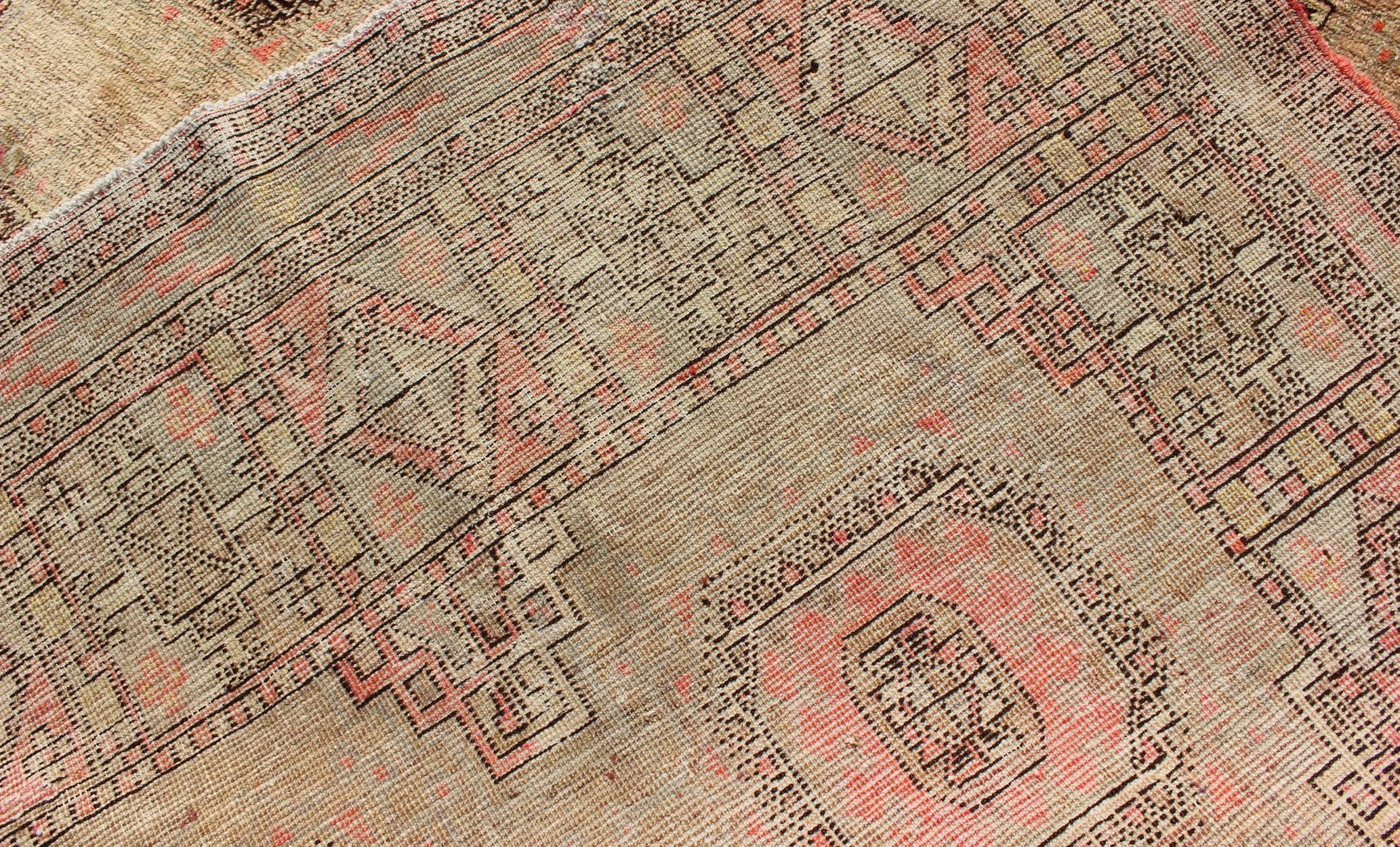Wool Early 20th Century Antique Khotan Rug with All-Over Geometric Blossom Design For Sale