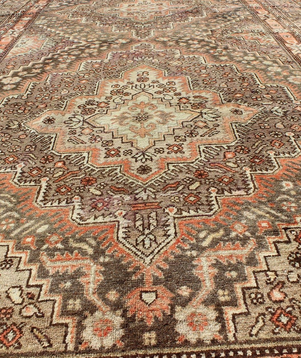 Wool Early 20th Century Antique Khotan Rug with Paired Medallions in Gray and Red For Sale