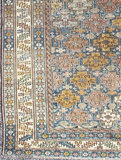 1900's Antique Shirvan Rug with All-Over, Blossoming Cross-Shaped Motifs
