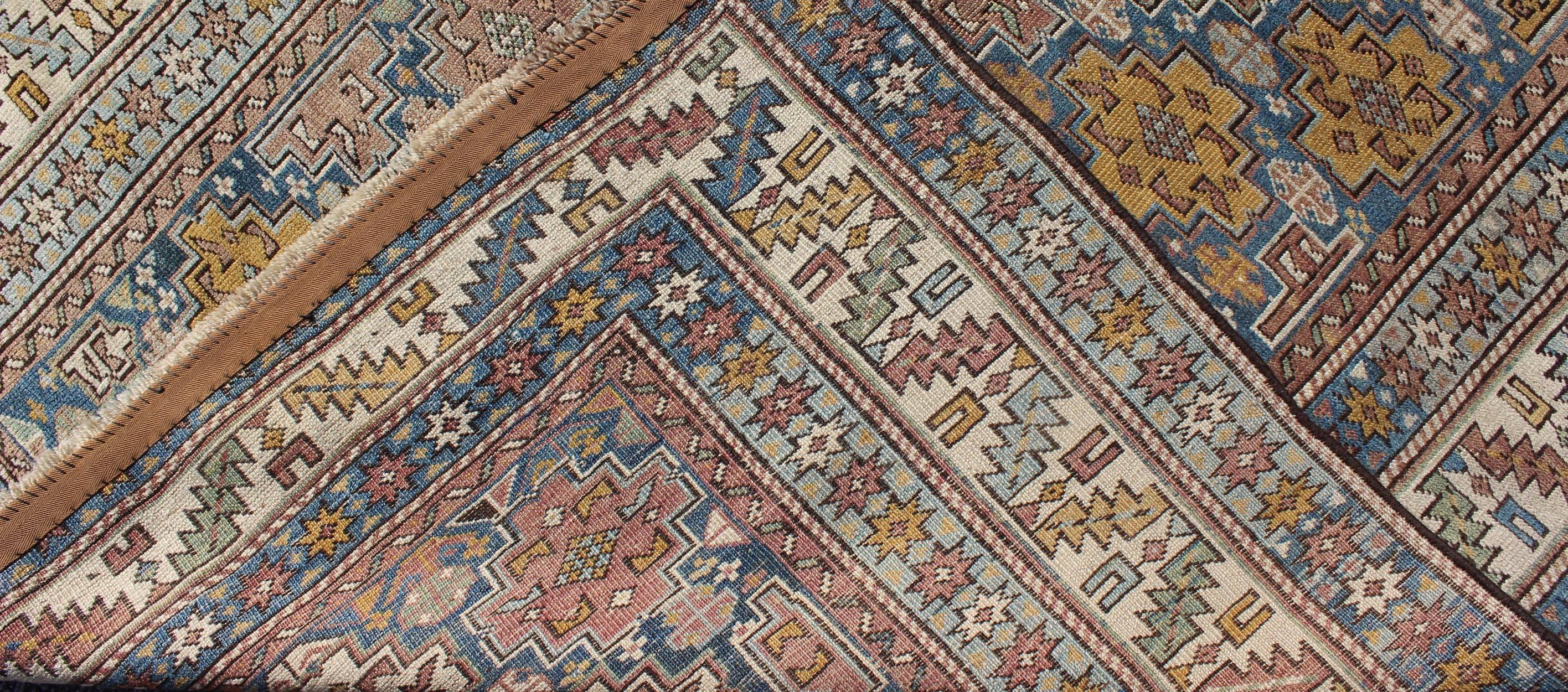 1900's Antique Shirvan Rug with All-Over, Blossoming Cross-Shaped Motifs In Excellent Condition For Sale In Atlanta, GA