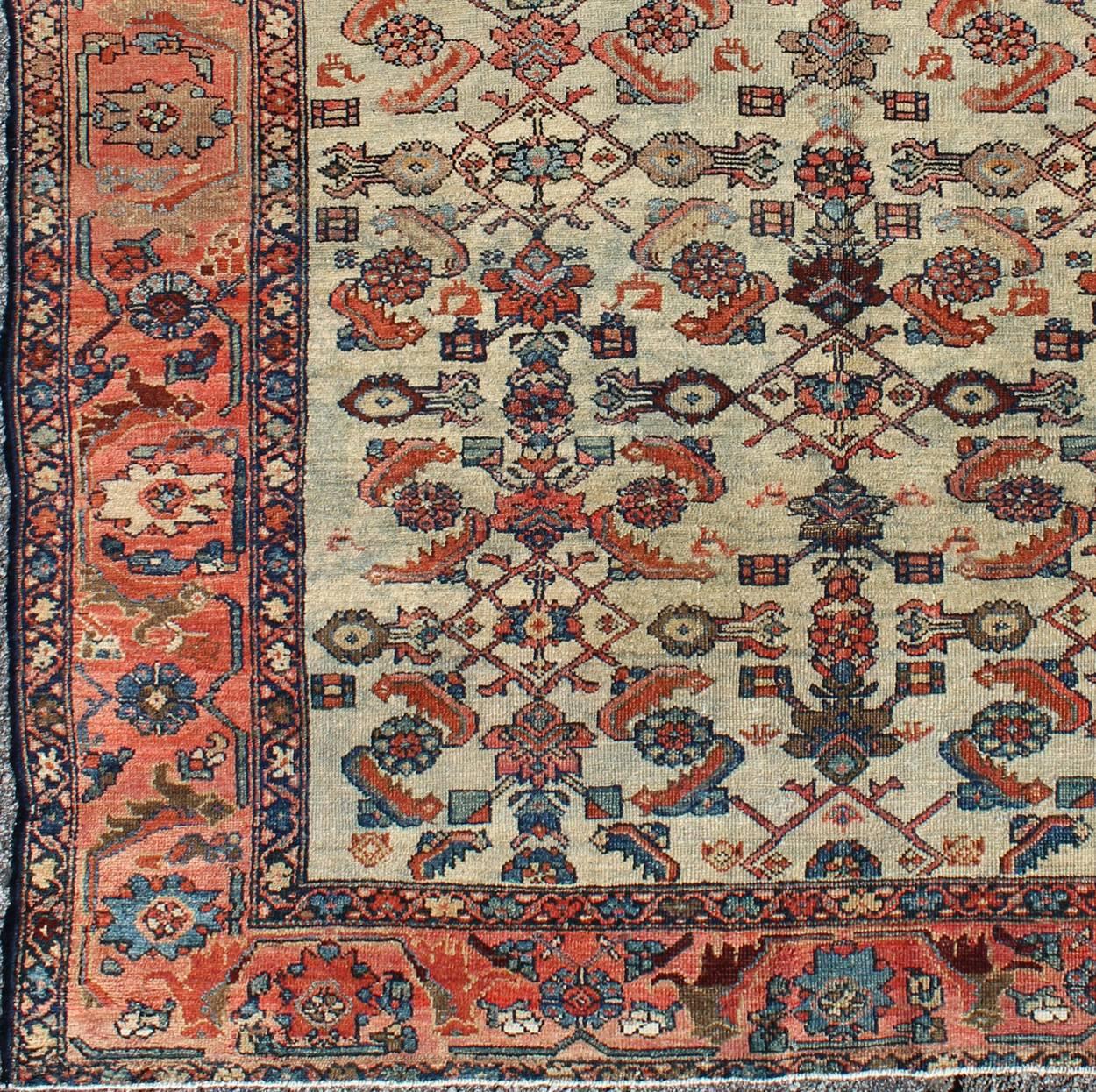 Antique Persian Malayer rug with all-over sub-geometric design in red and blue, rug s12-1103, country of origin / type: Iran / Malayer, circa 1920

This amazing antique Malayer rug from early 20th century, circa 1920, Iran was handwoven and bears