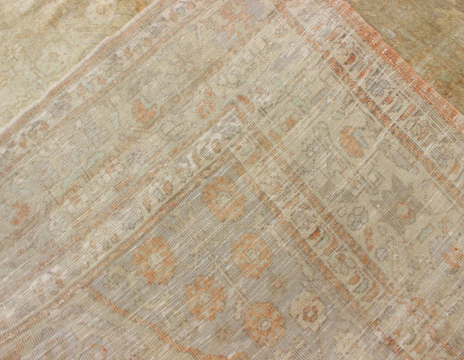 Wool Faded Vintage Turkish Konya Rug with Medallion, Florals and Taupe Background For Sale