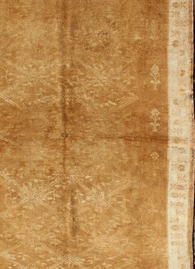 Light Brown Vintage Turkish Rug with Lattice Pattern in Light Brown and ...