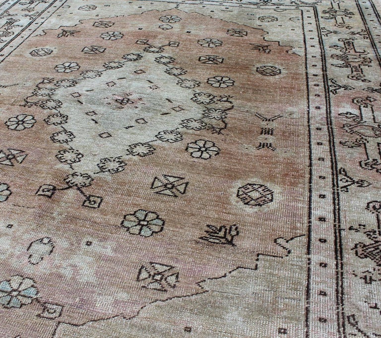 Vintage Turkish Sivas Rug with Center Medallion, Flowers and Tribal ...