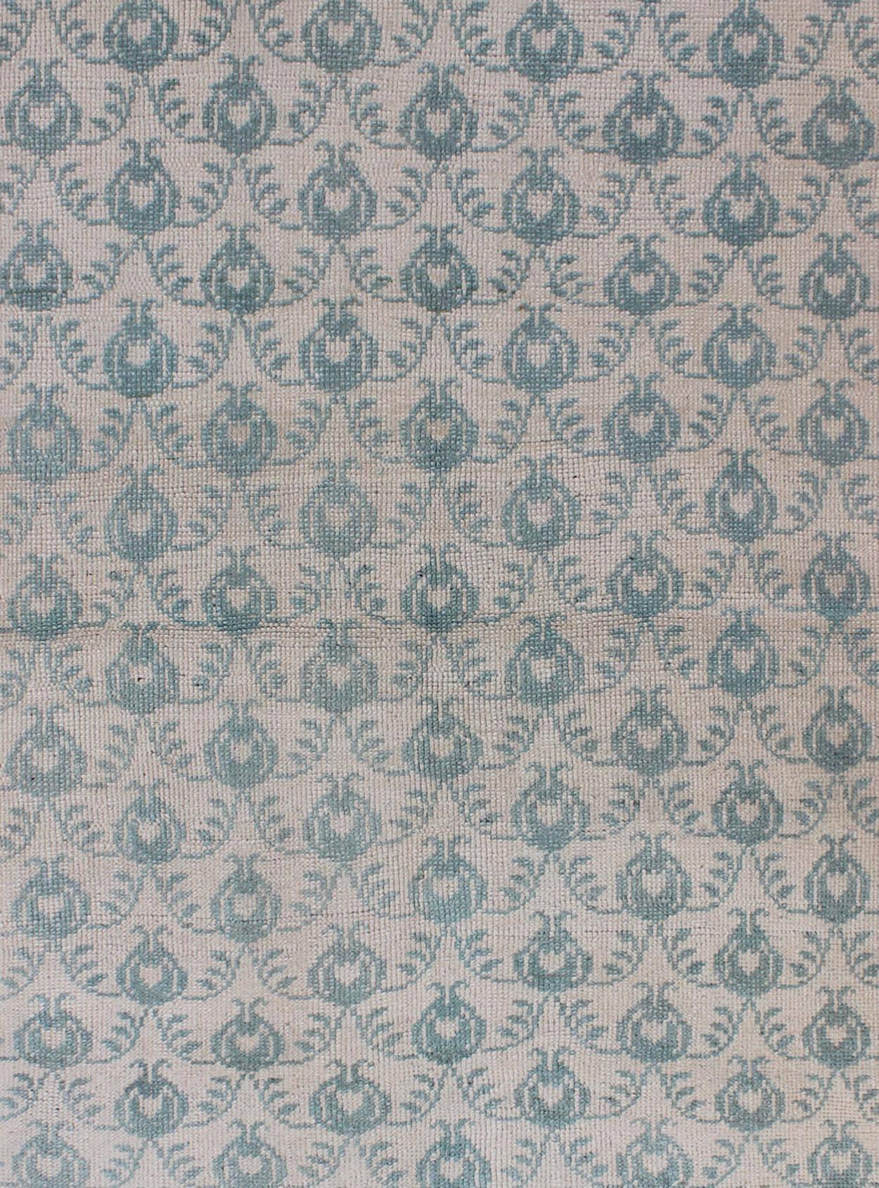 Turco Tappeto turco vintage Oushak con disegno all-over in blu chiaro in vendita