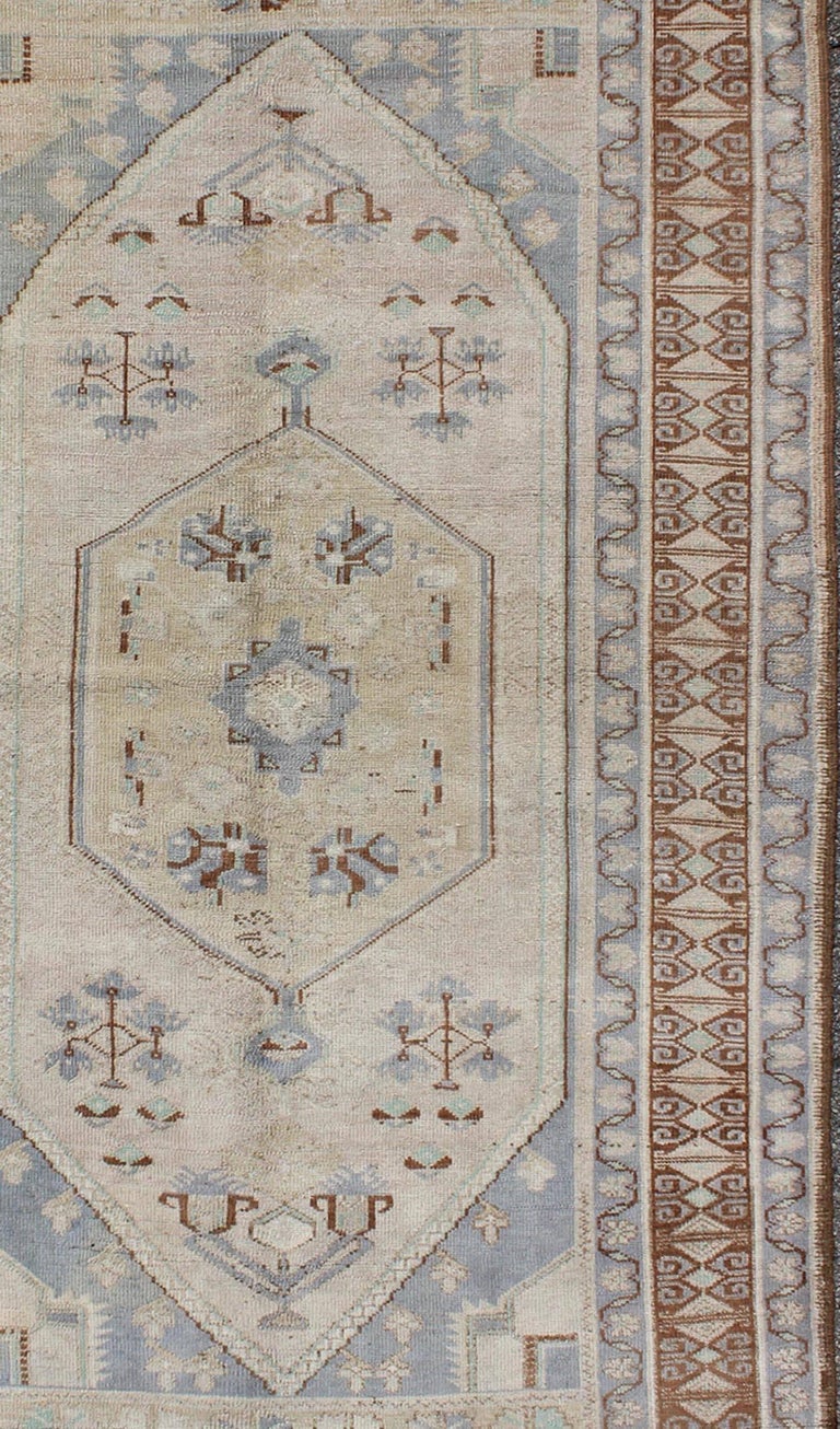 Vintage Turkish Oushak Rug with Tribal Motifs and Medallion For Sale at ...