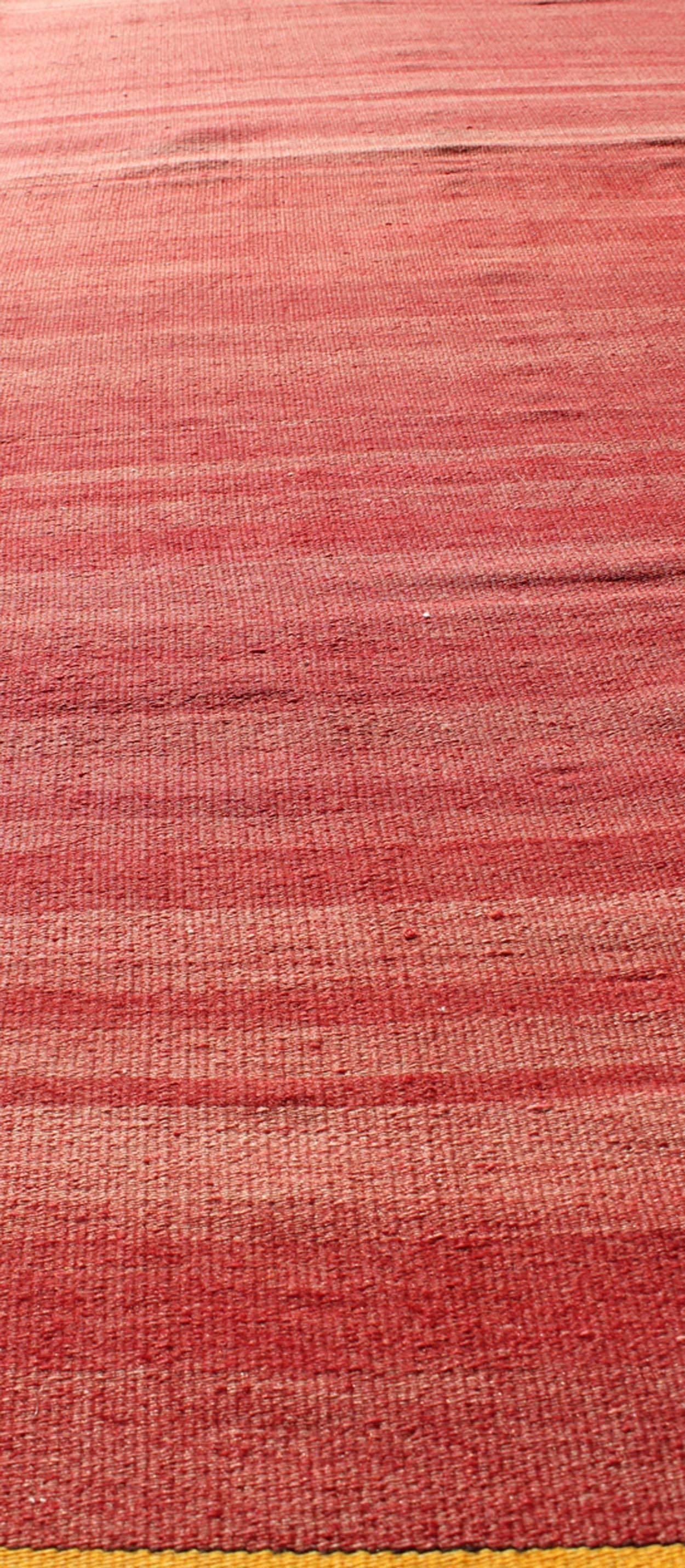 20th Century Red, Yellow, and Salmon Pink Striped Midcentury Vintage Turkish Kilim Rug For Sale