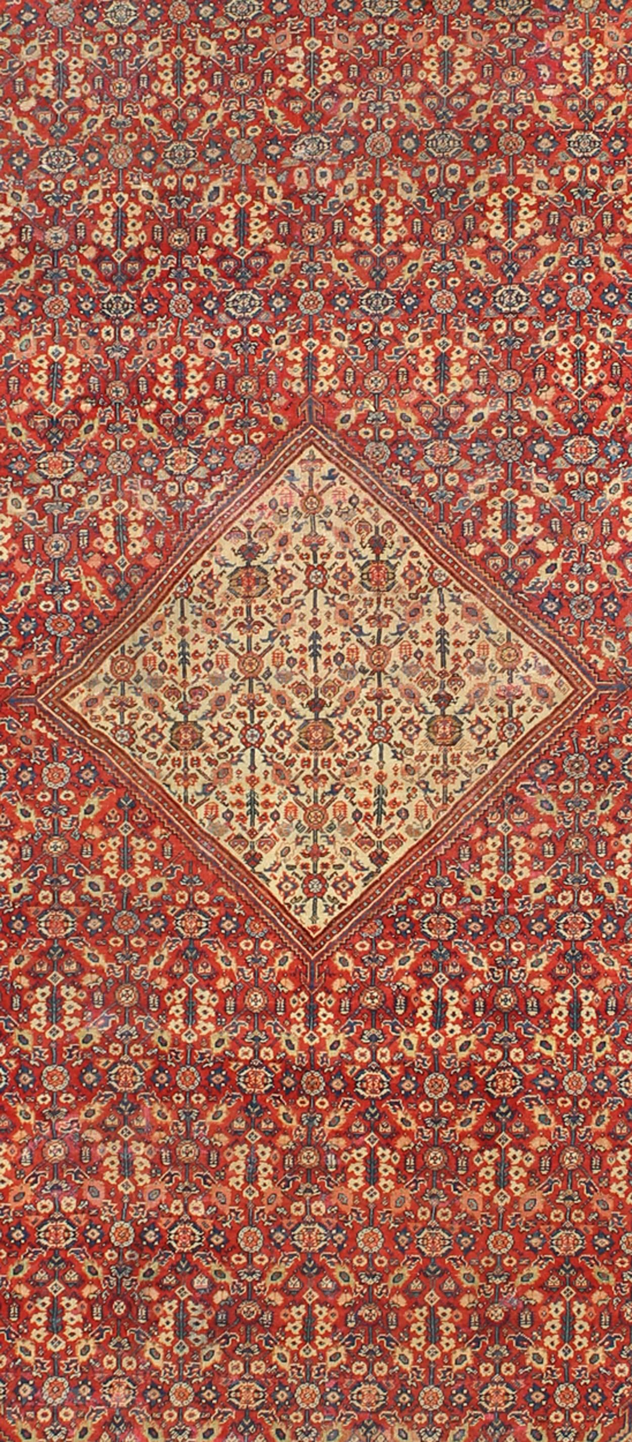 Hand-Knotted Antique Persian Sultanabad Large Gallery Rug with Sub-Geometric Motifs For Sale