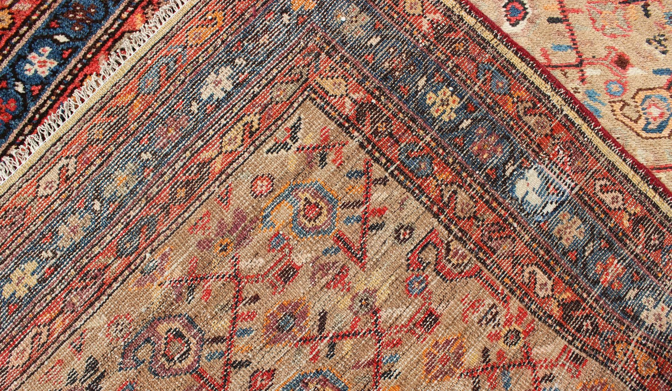 Antique N.W. Persian Malayer Rug with Free-Flowing All-Over Pattern, Sand Field For Sale 1