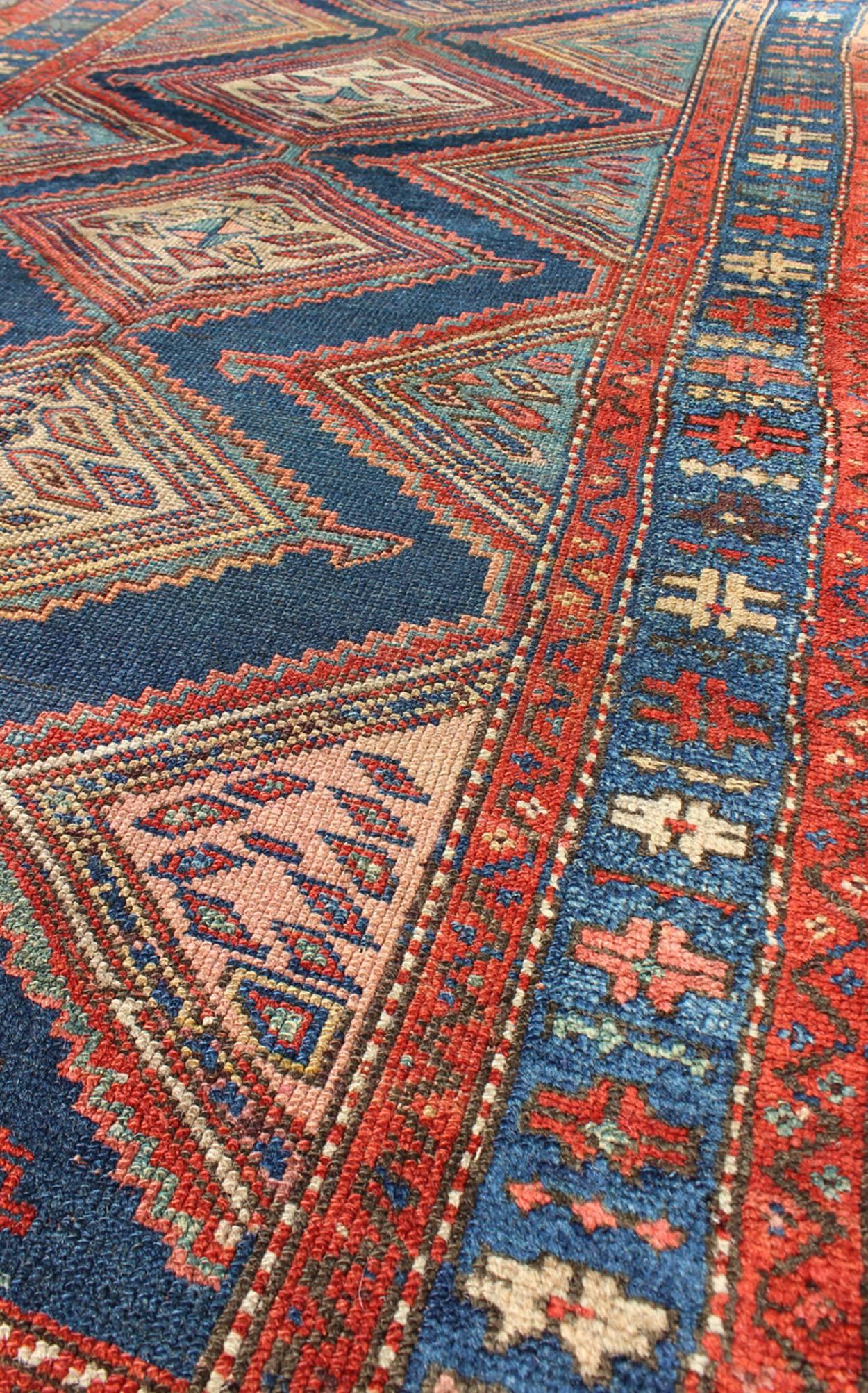 Early 20th Century Antique N.W. Persian Malayer Tribal Rug with Diamond Design