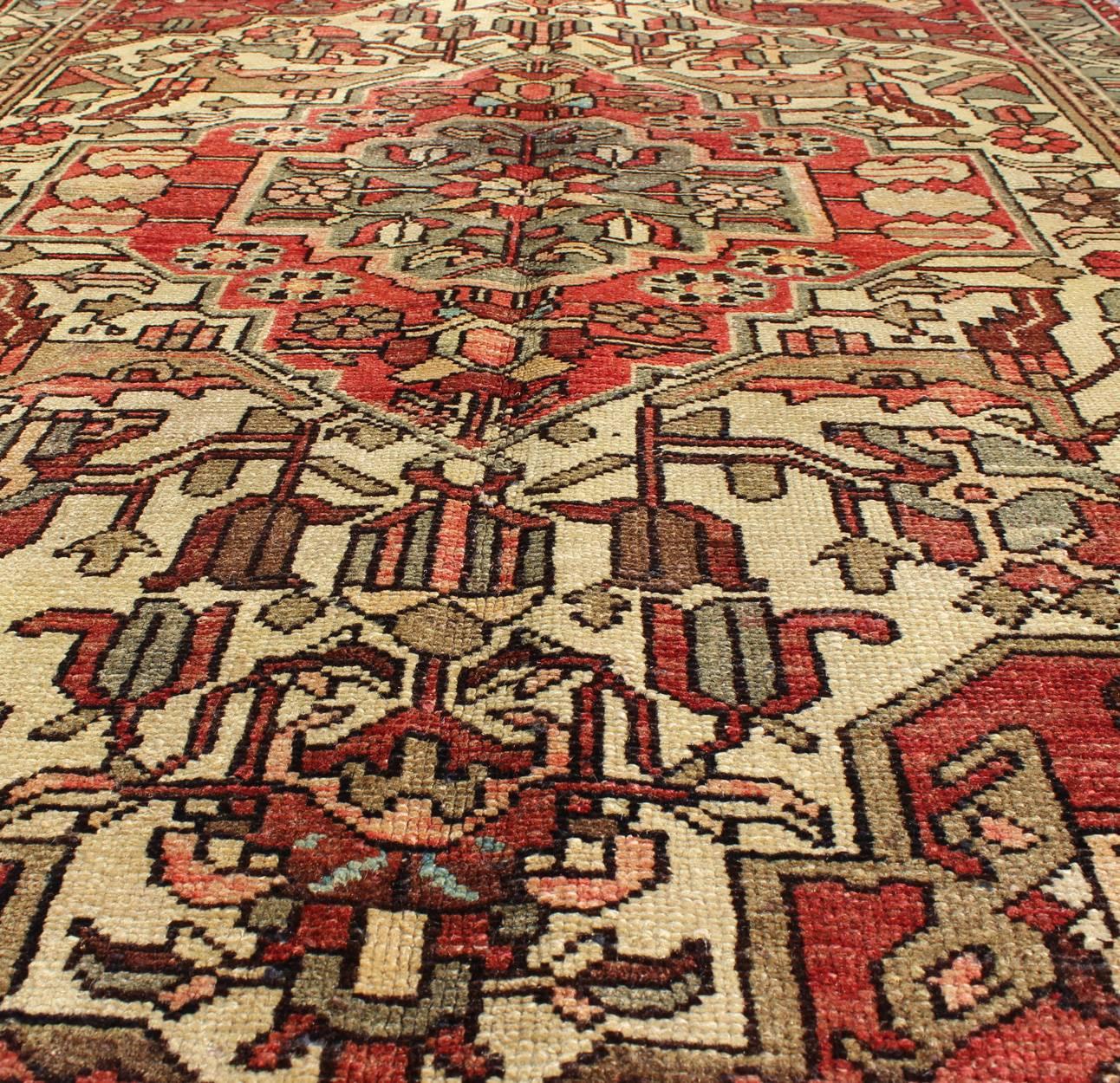 Mid-20th Century Outstanding Vintage Persian Lilihan Rug with Floral Geometric Medallion Design For Sale
