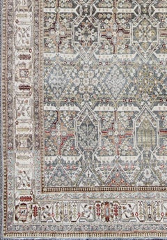 Blue Background Joshegan Rug Antique Persian with Sub-Geometric All-Over Design