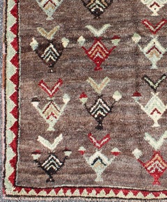 Tribal Arrow Design Tulu Vintage Rug from Turkey in Brown, Red, Mint Green
