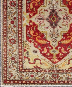 Antique Turkish Fine Sivas Rug with Center Medallion in Red, Yellow & Green