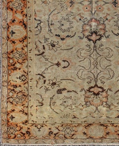 Fine Weave Antique Sivas Rug with Neutral Color Palette and Pops of Color