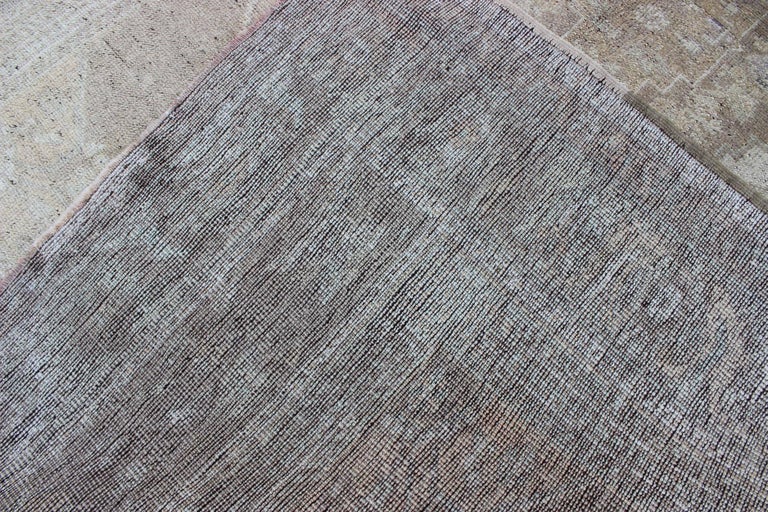 Muted Vintage Turkish Oushak Rug with Large Medallion Design in Gray