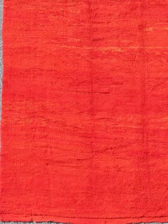 Large Mid-20th Century Vintage Moroccan Rug with Solid Variegated Red Background