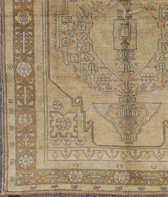 Vintage Turkish Oushak Rug in Soft Tones and Neutral Colors 5'3 x 7'7
