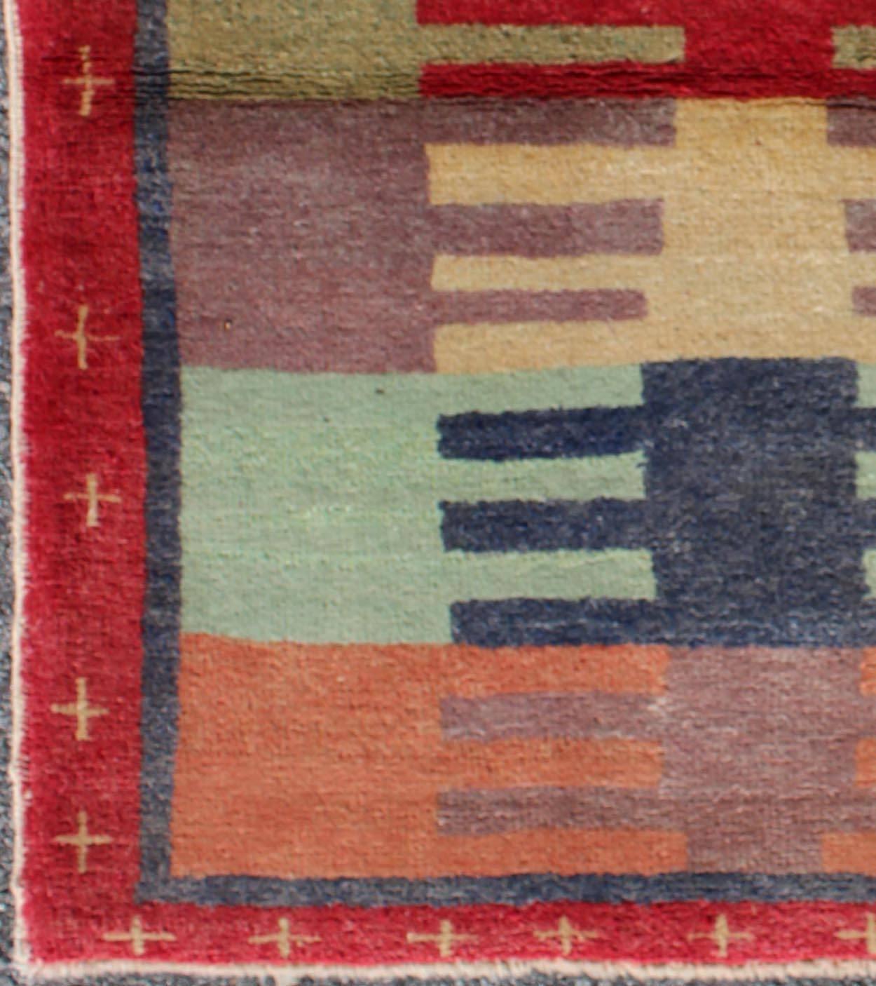 MidCentury Modern Turkish Tulu SquareShaped Rug in MultiColors at