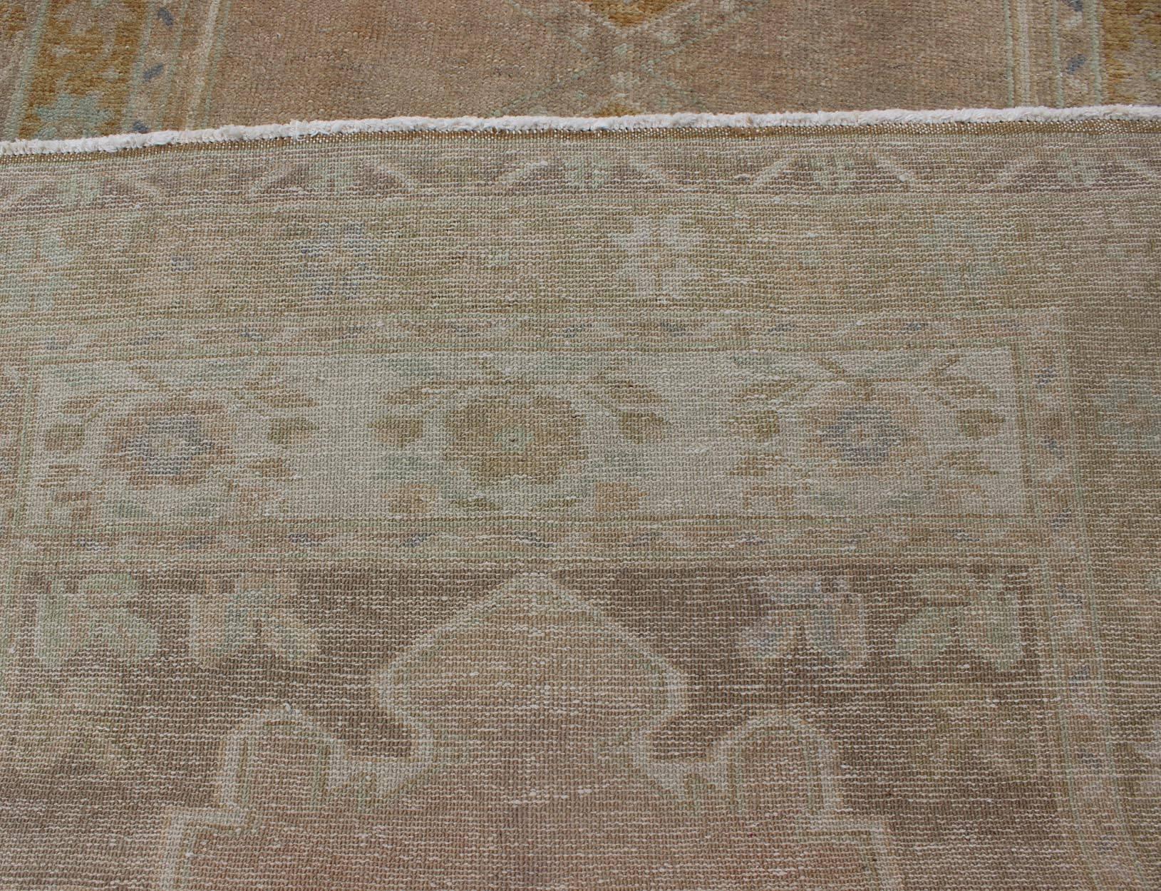 Vintage Turkish Oushak Runner with Floral Medallions For Sale 1