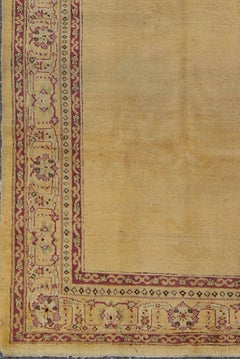 Antique Indian Amritsar Rug with Cream Background, Red & Lavender Border