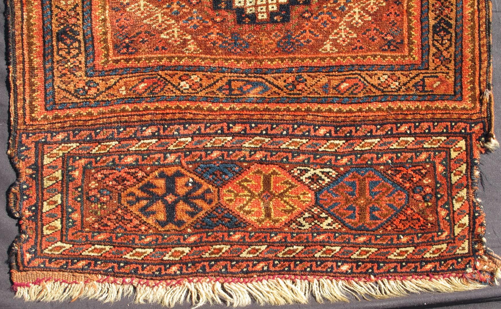 Tribal Antique Persian Two-Panel Qashqai Rug with Medallion Design in Orange and Brown
