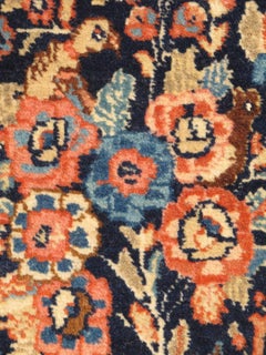 Small Antique Persian Fine Tabriz Rug with Ornate Floral Design in Burnt Orange