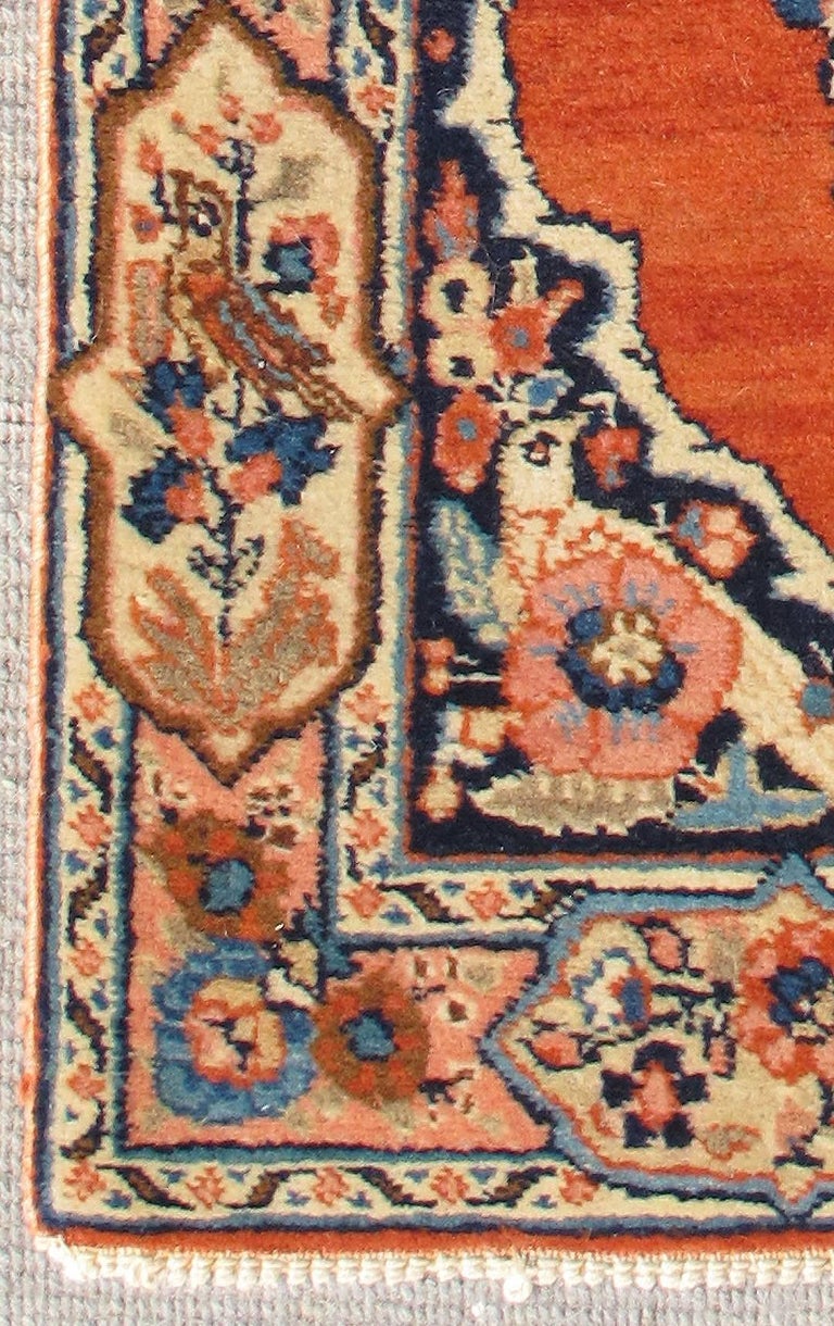 Small Antique Persian Fine Tabriz Rug with Ornate Floral Design in