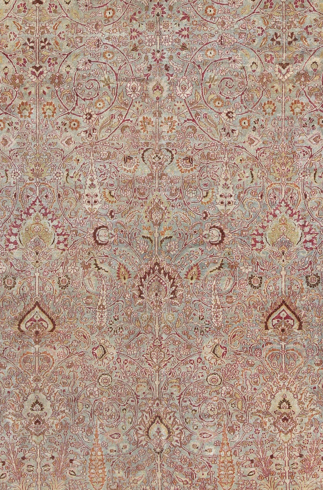 Hand-Knotted Antique Persian Khorassan Rug with All-Over Floral Design in Orange, Red, Pink For Sale