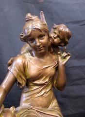 "Message of a Cherub, " Unsigned Bronze