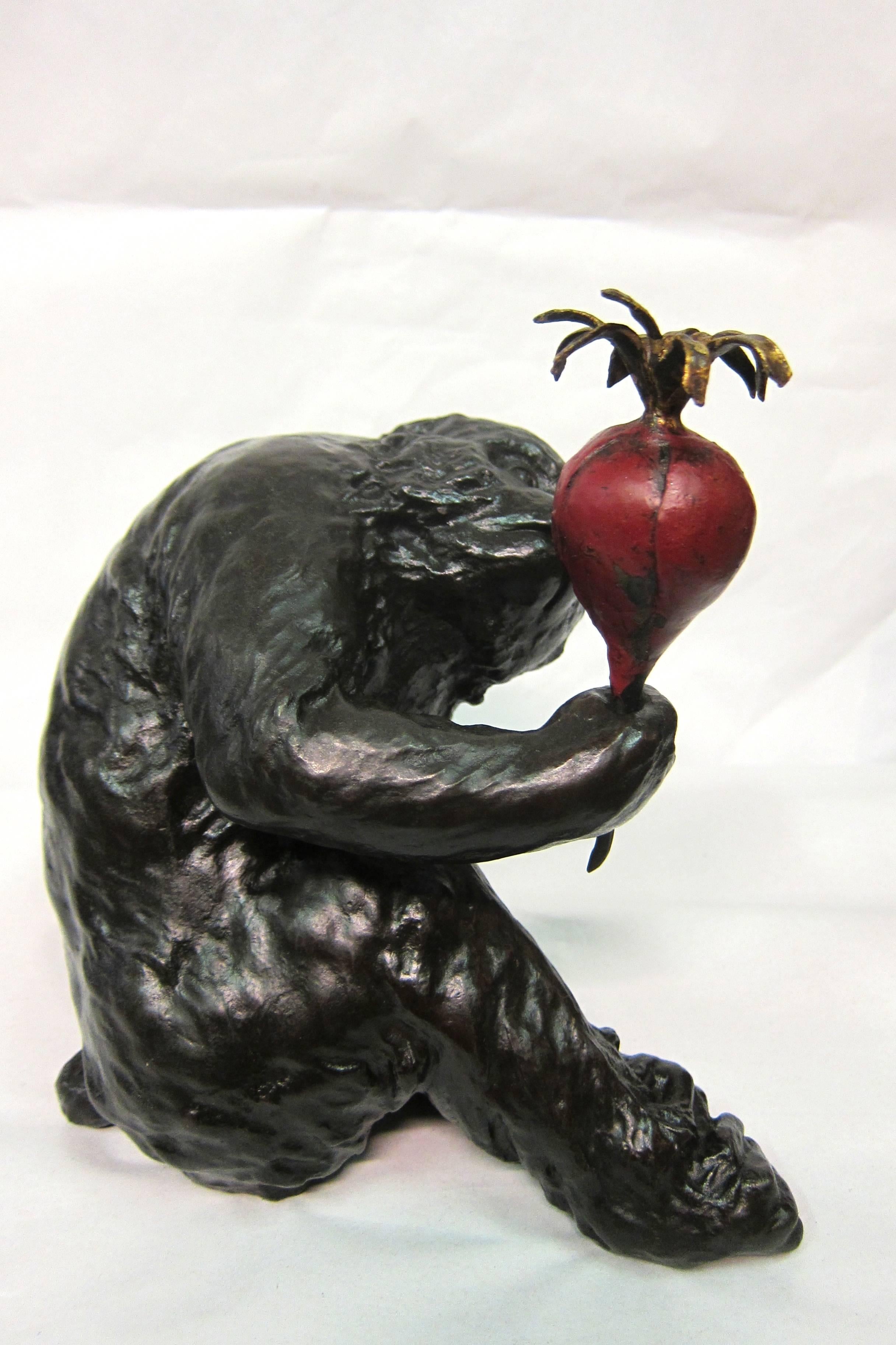 Bronze Japanese Ape with Turnip For Sale 2
