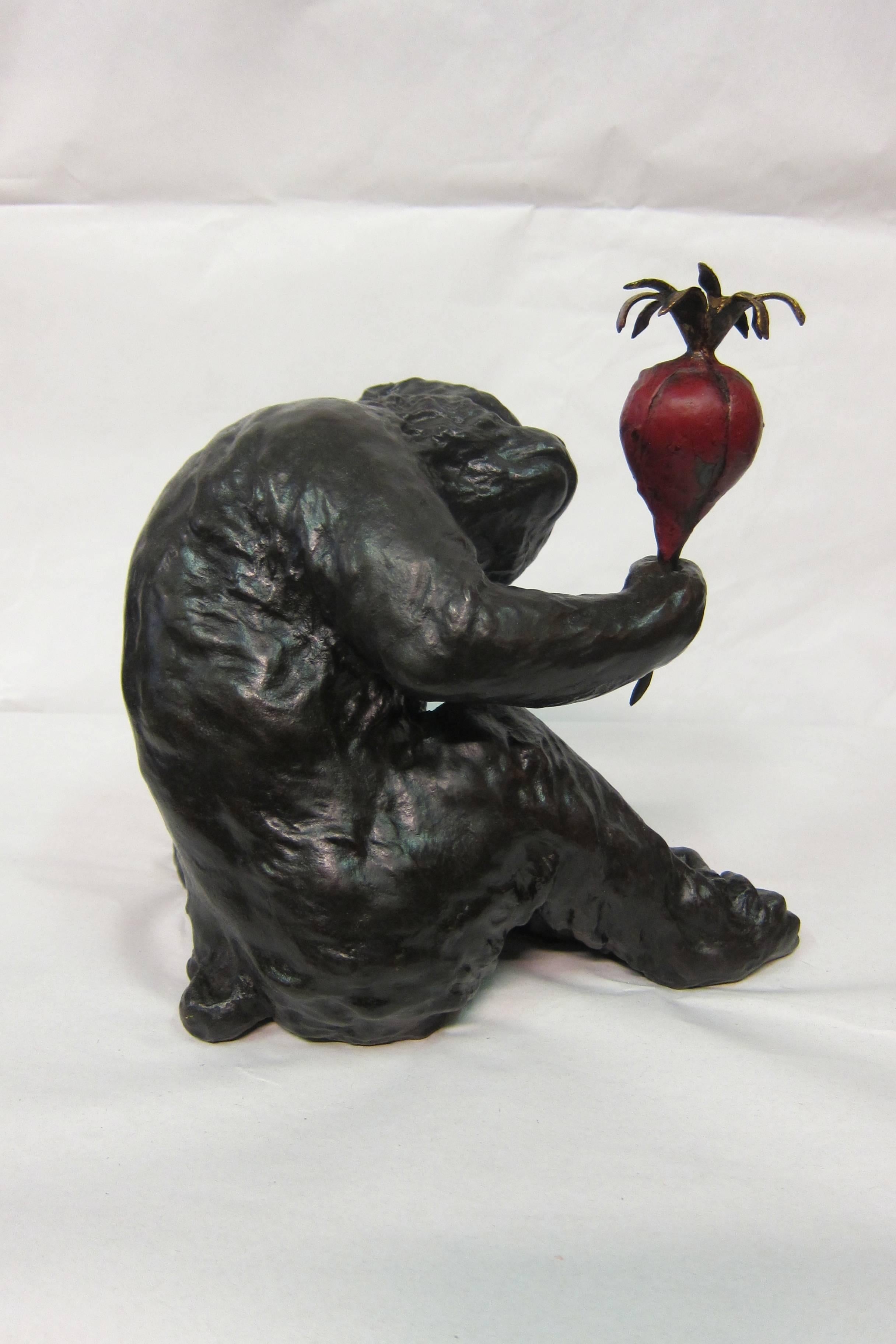 20th Century Bronze Japanese Ape with Turnip For Sale