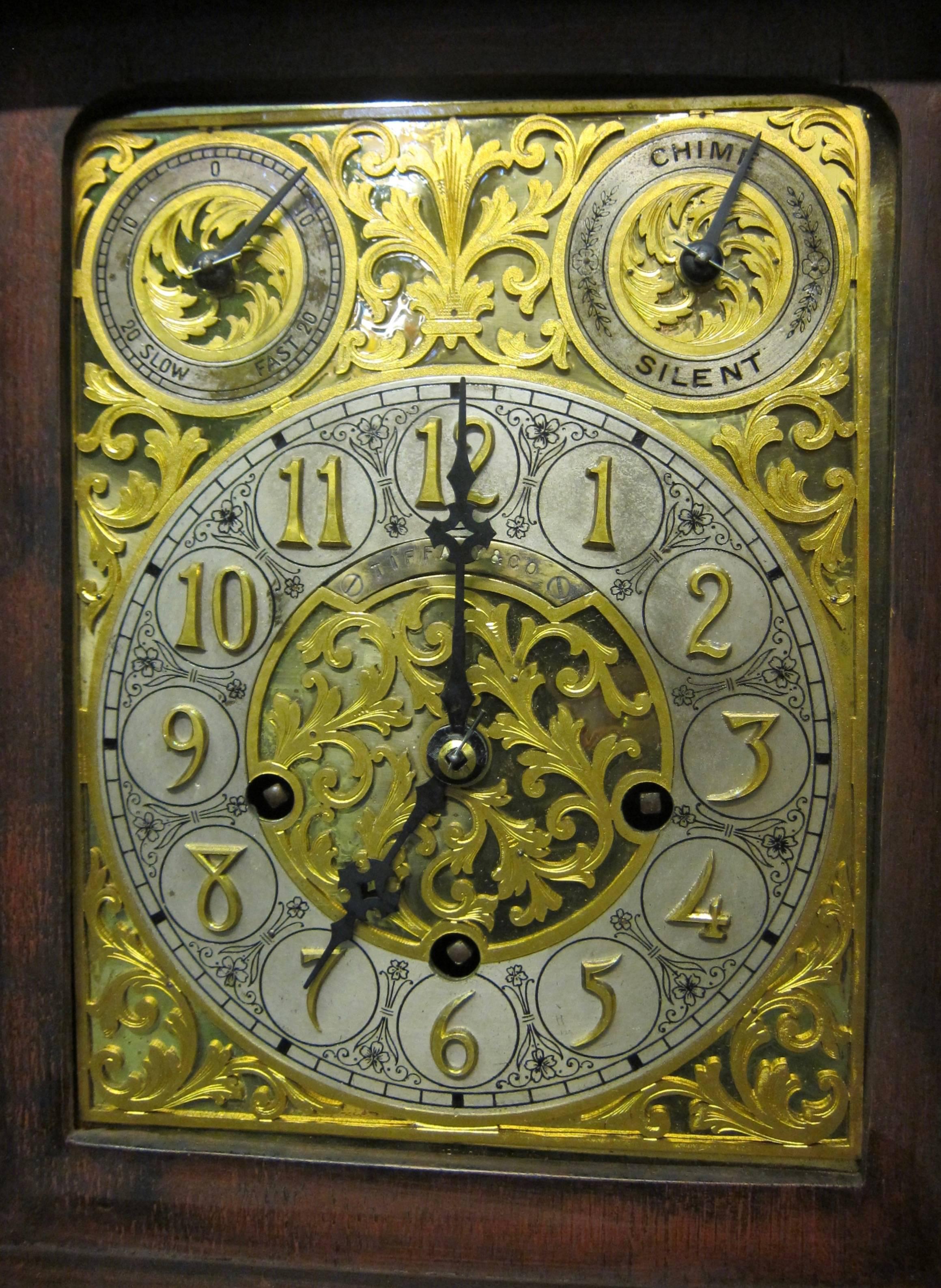 Black Forest Tiffany & Co. Oak Case Mantel Clock, circa 1900  For Sale