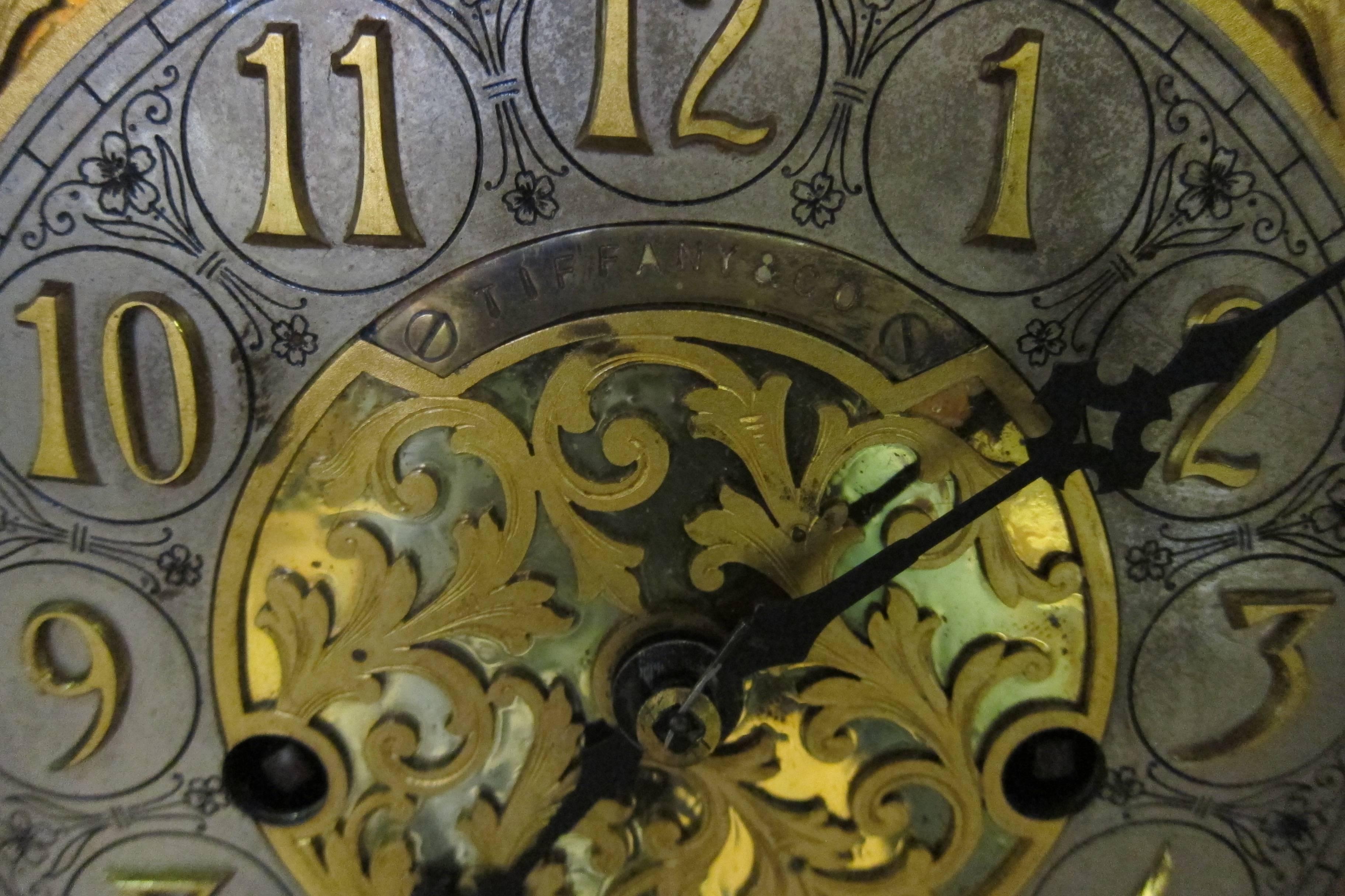 German Tiffany & Co. Oak Case Mantel Clock, circa 1900  For Sale