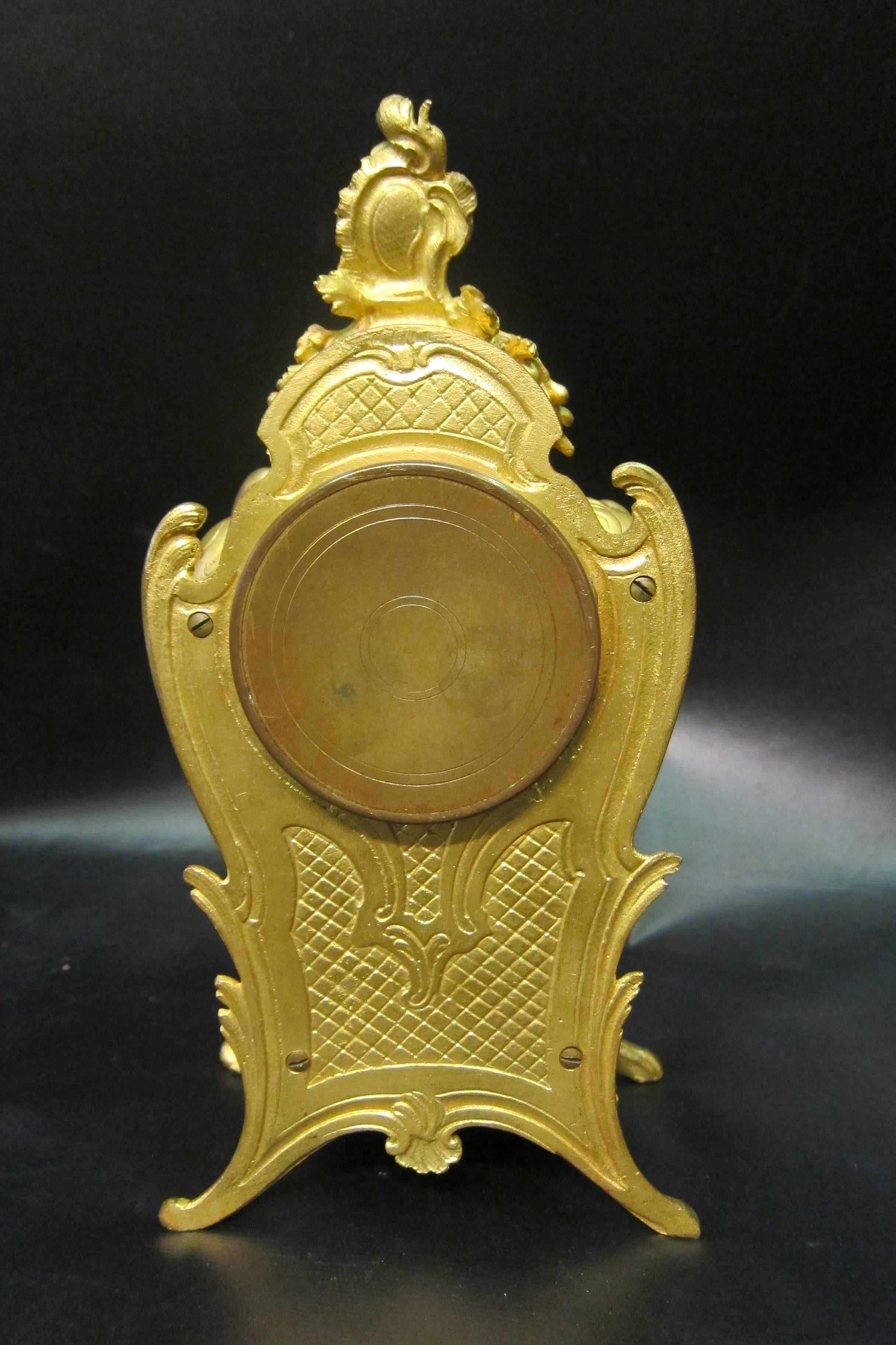 French Enamel and Bronze Clock For Sale 2