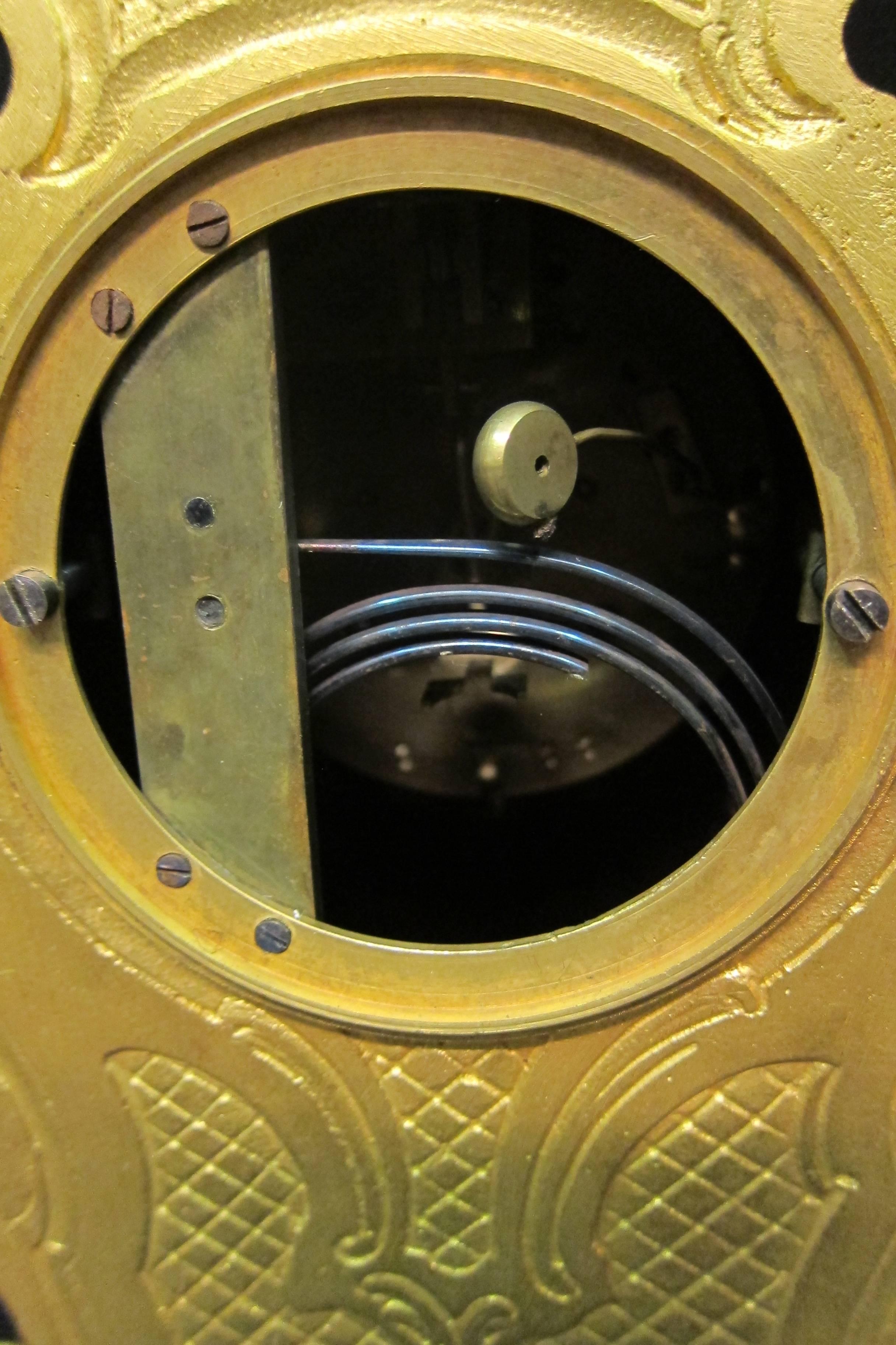 French Enamel and Bronze Clock For Sale 3