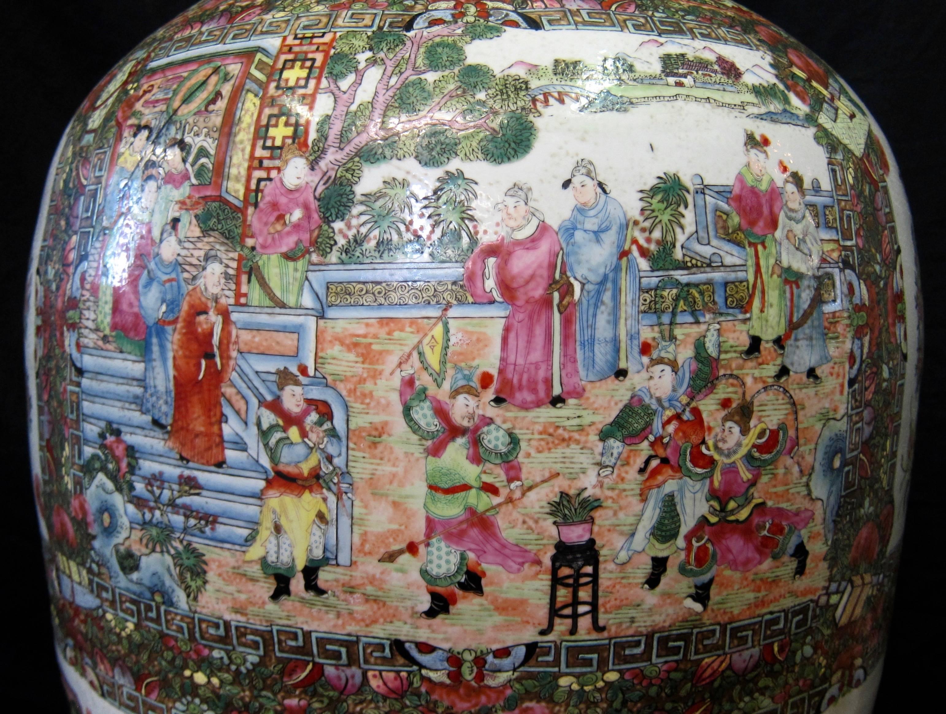 Hand-Painted Vintage Chinese Palace Vase For Sale