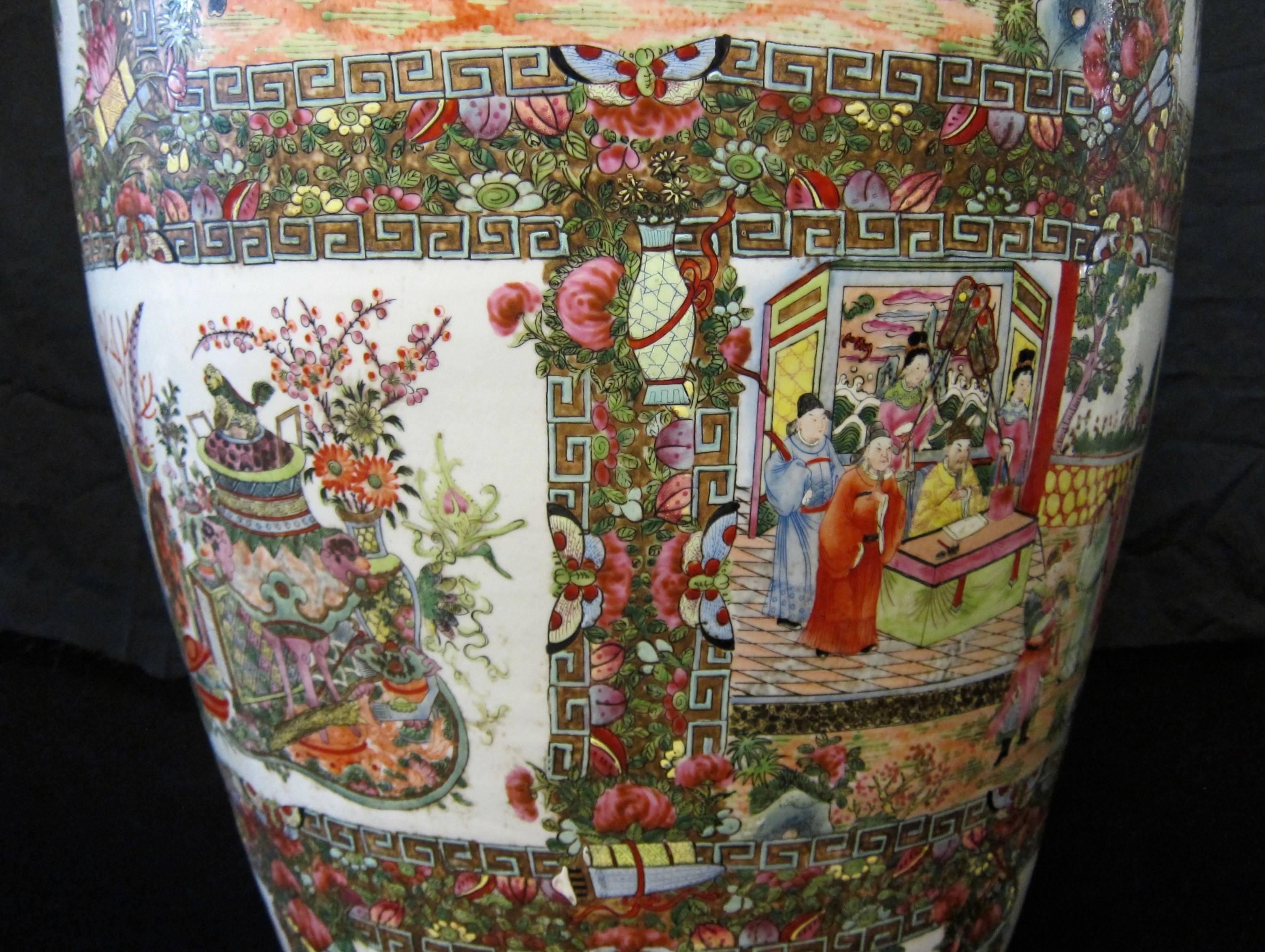 Pottery Vintage Chinese Palace Vase For Sale