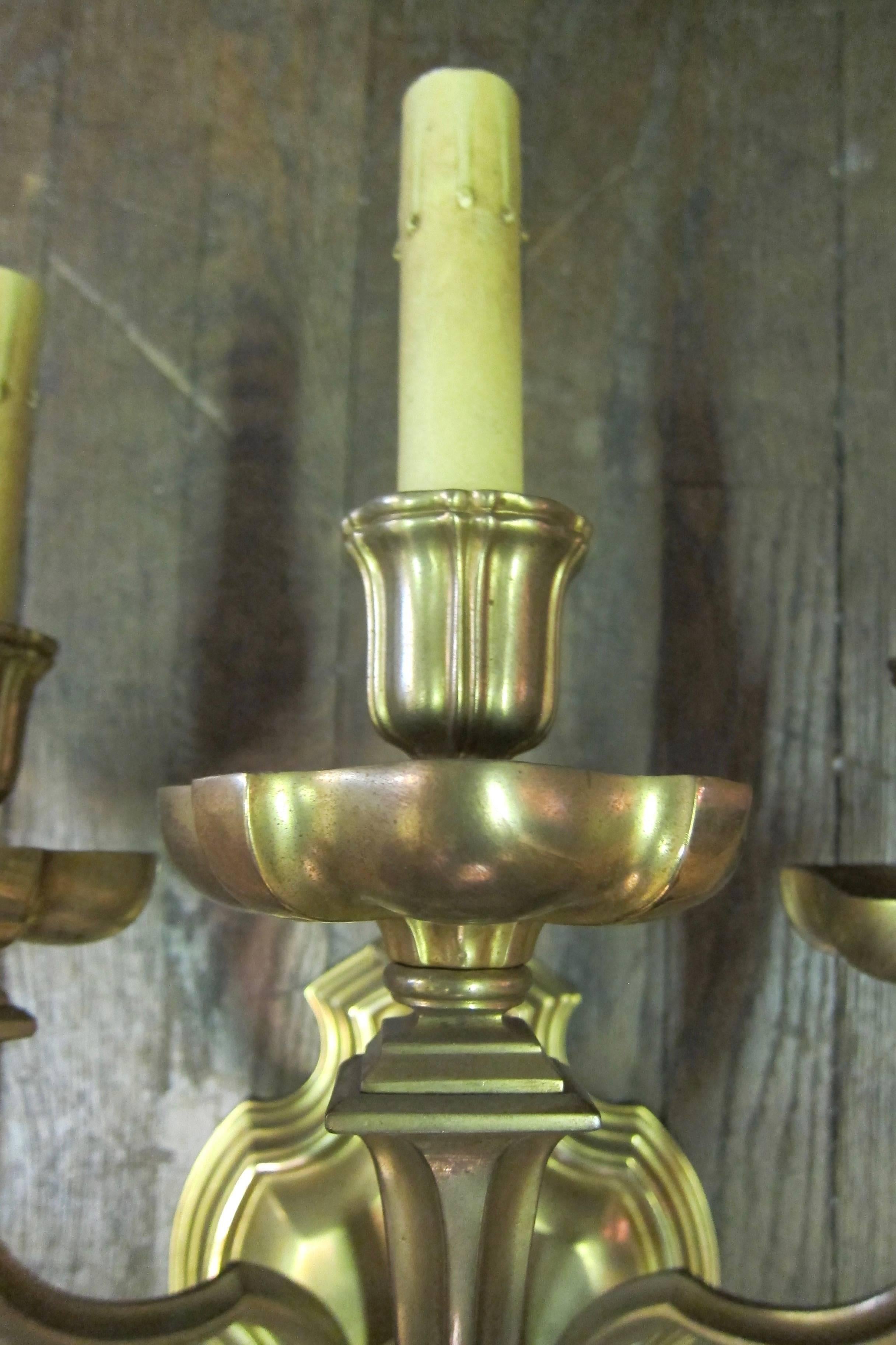 Plated Caldwell Bronze Wall Sconces For Sale