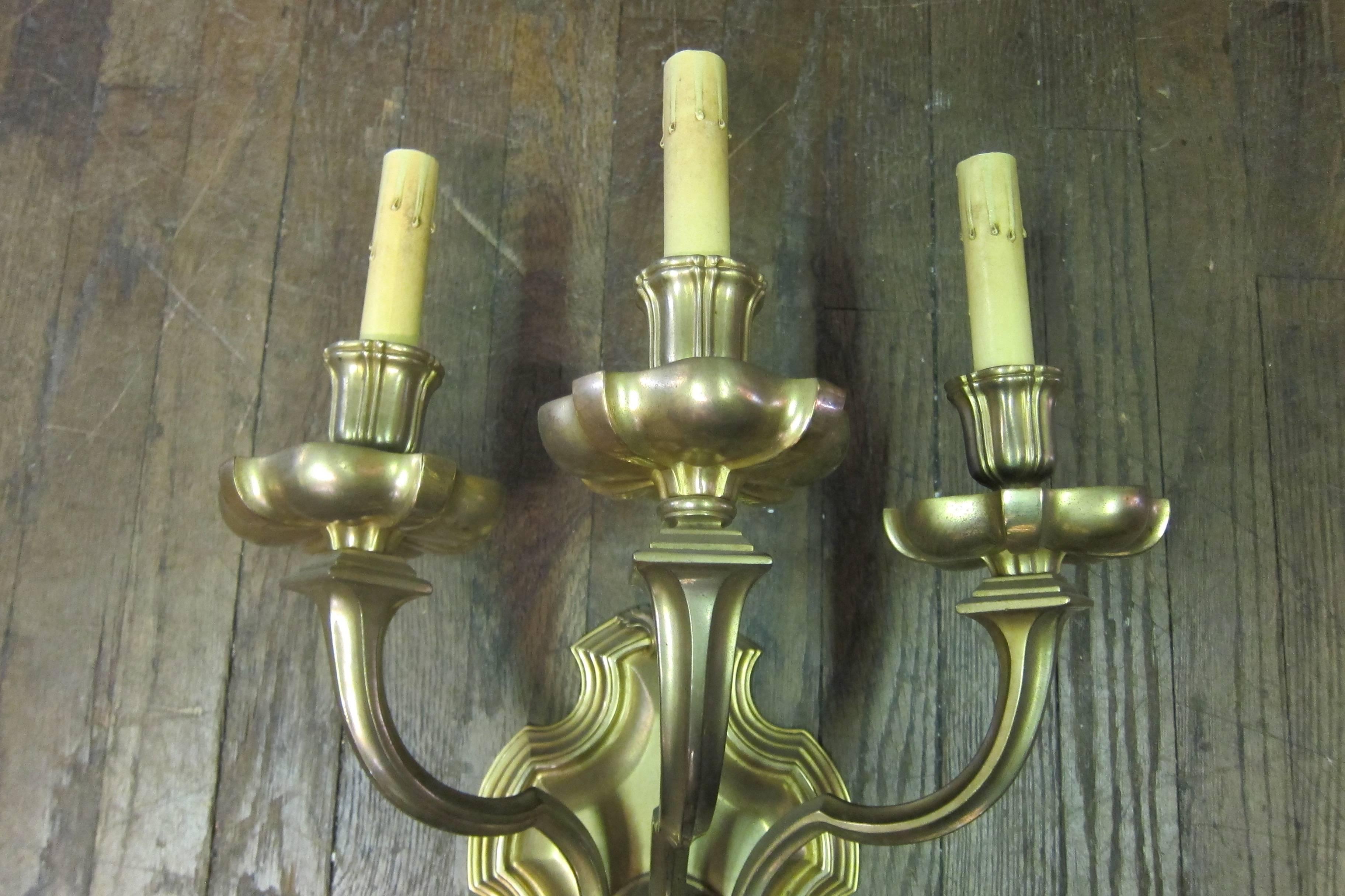 American Caldwell Bronze Wall Sconces For Sale