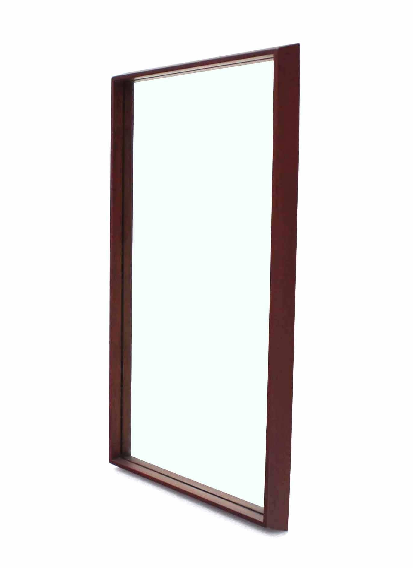Very nice walnut frame Mid-Century Modern rectangular mirror.