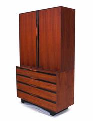 John Stuart Two Part Tall Teak Gentlemen's Chest w/ Vanity