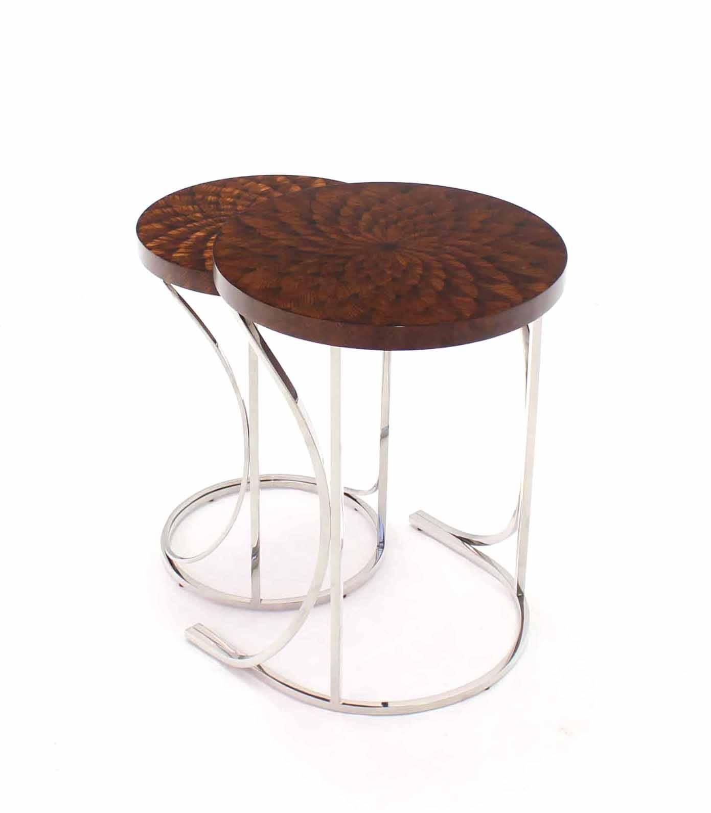Mid-Century Modern Set of Two Round Nesting Tables