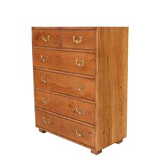Campaign Style Brass Hardware Six-Drawer High Chest