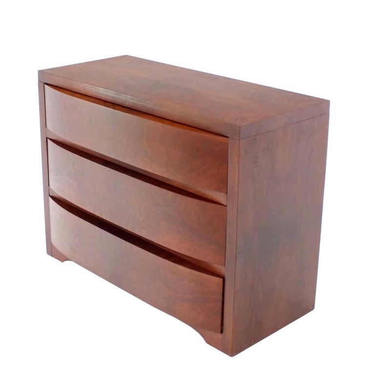 Three Drawers Sculptured Bow Front Burl Wood Dresser Burl Wood For
