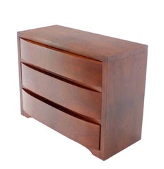 Three Drawers Sculptured Bow Front Burl Wood Dresser Burl Wood