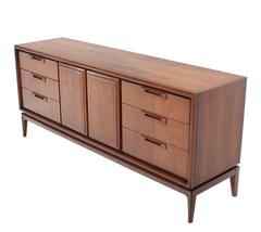 Walnut Mid Century Modern Long Dresser Credenza